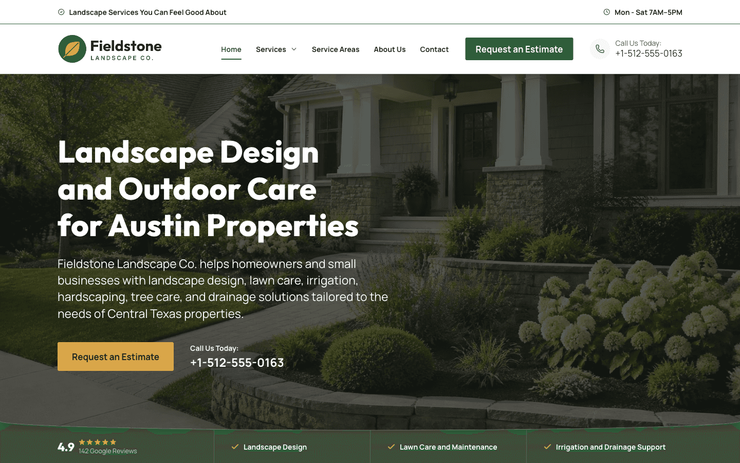 Fieldstone Landscape Co. website preview